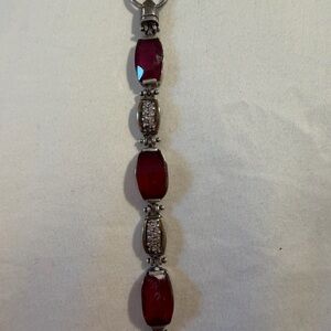 Elegant Red and Silver Women's Bracelet